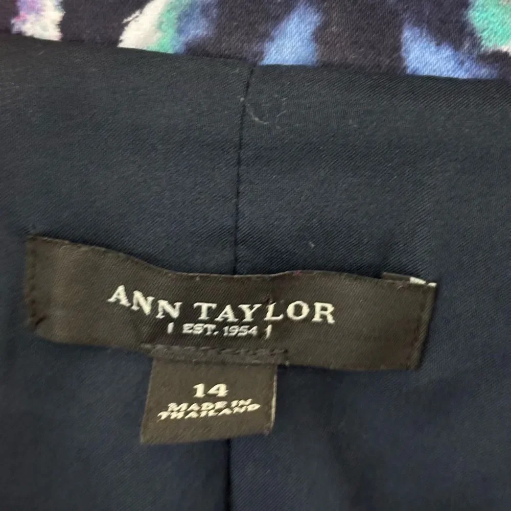 Ann Taylor Floral Blazer Jacket Black Purple Gardencore Career size 14